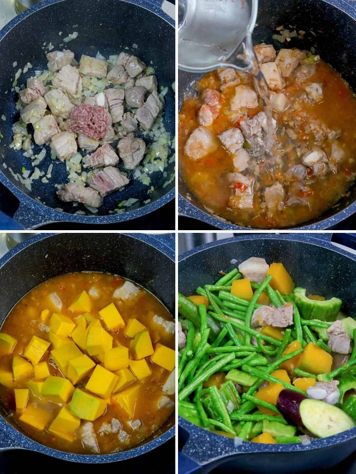 cooking pakbet in a pot