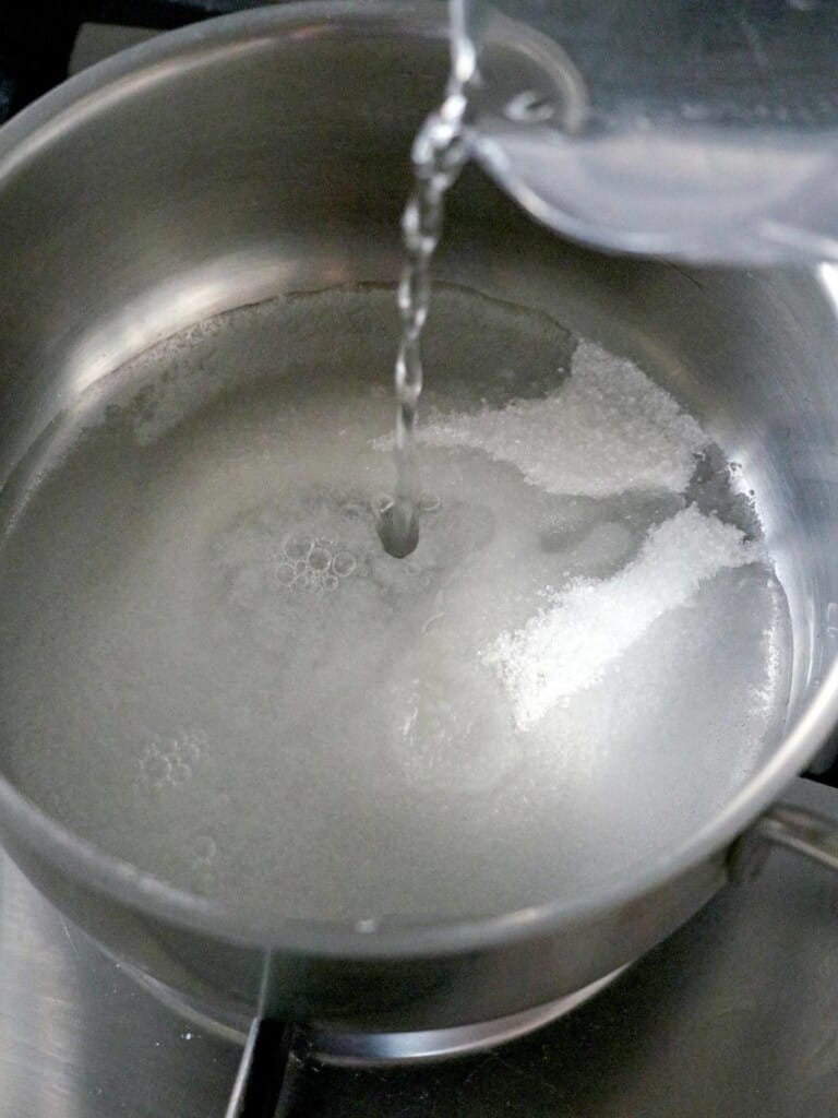 making simple syrup in a saucepan