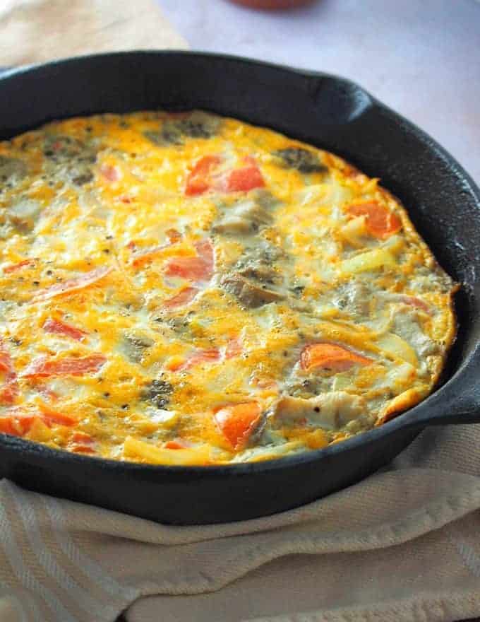 Eggplant and Tomato Torta in a cast iron skillet