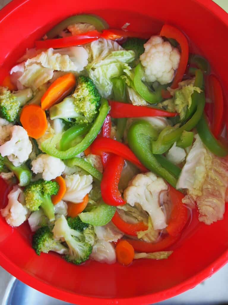 parboiling vegetables for chop suey