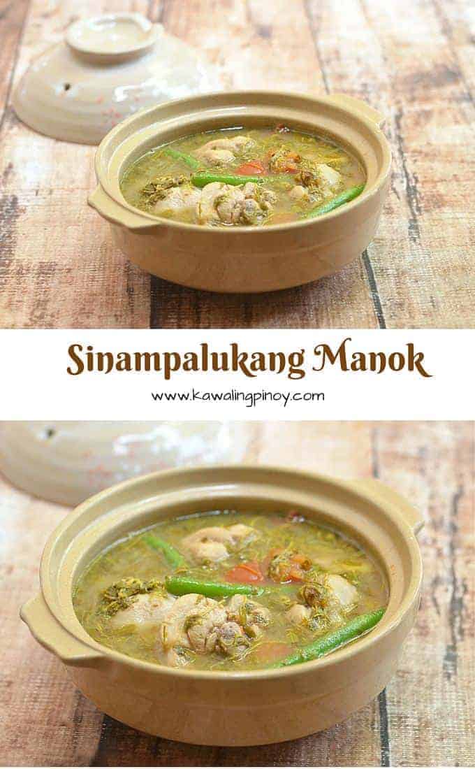 Sinampalukang Manok is a Filipino sour soup made with chicken and flavored with young tamarind leaves. Piping hot and comforting, it's the perfect rainy day food!