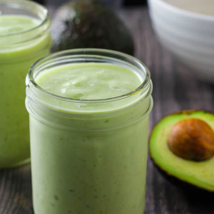 Avocado Milkshake in a mason jar