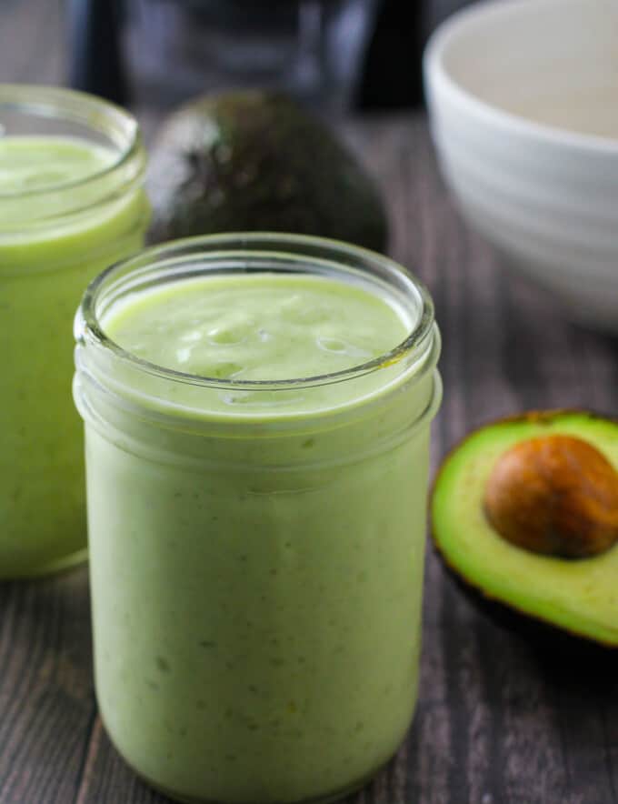 Avocado Milkshake in a mason jar