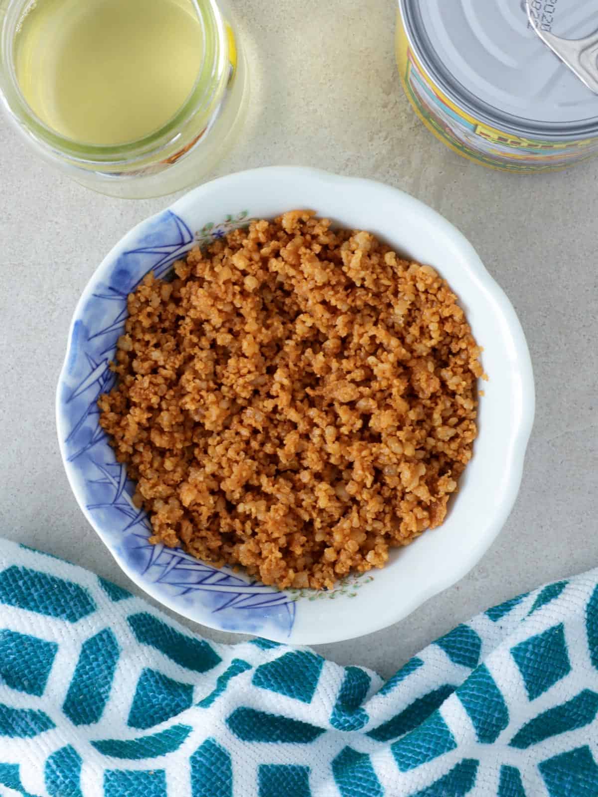 golden coconut curds in a bowl