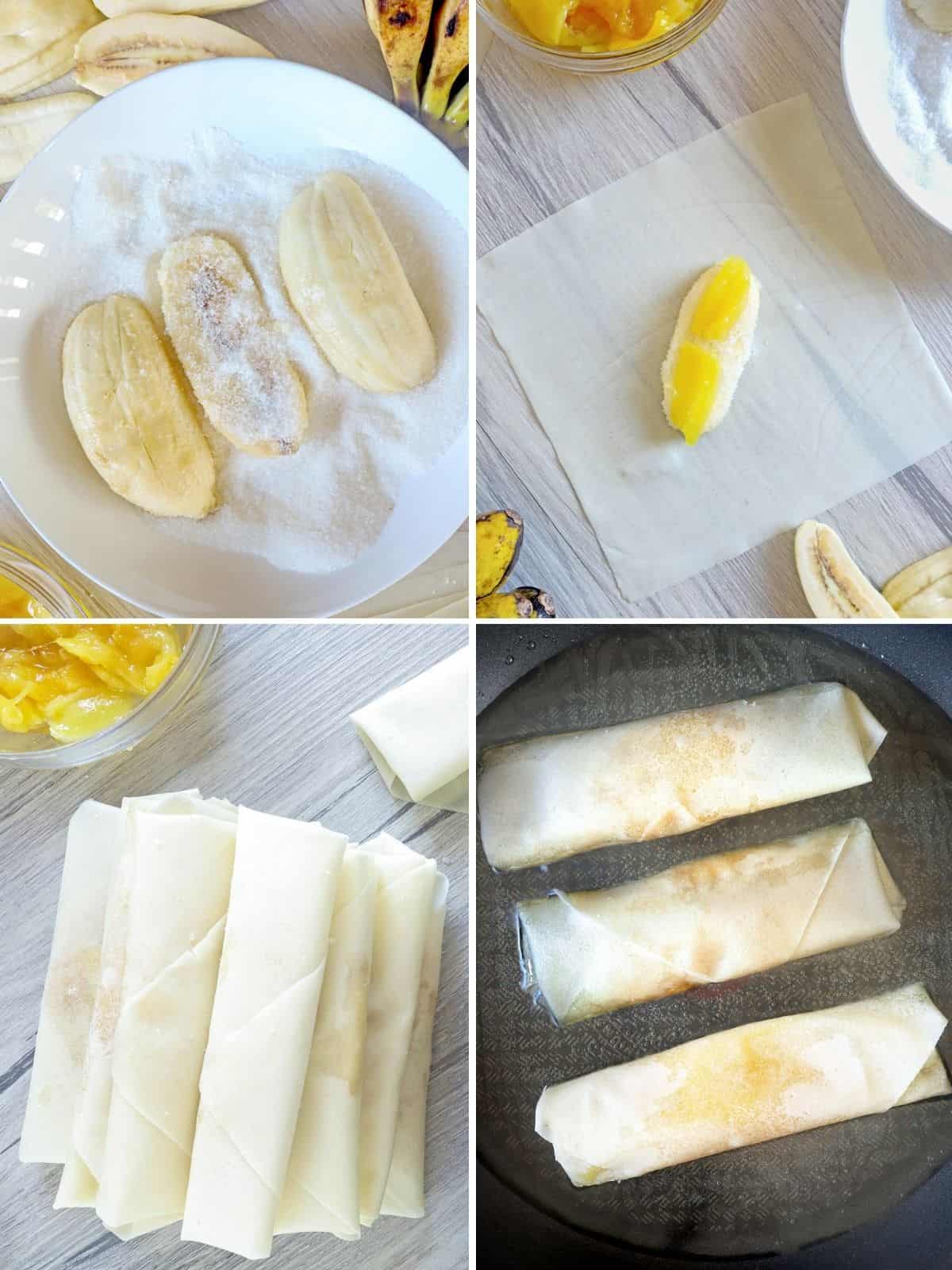 making lumpiang saging