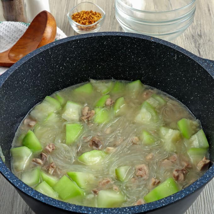 Sotanghon at Upo Soup cooked in a pot