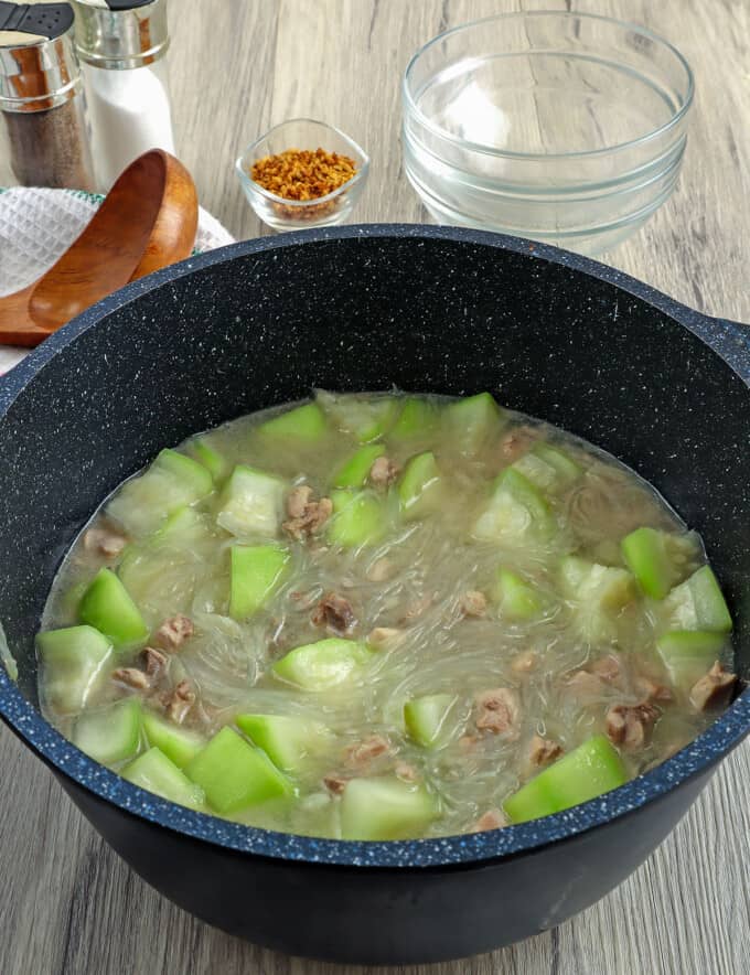 Sotanghon at Upo Soup cooked in a pot