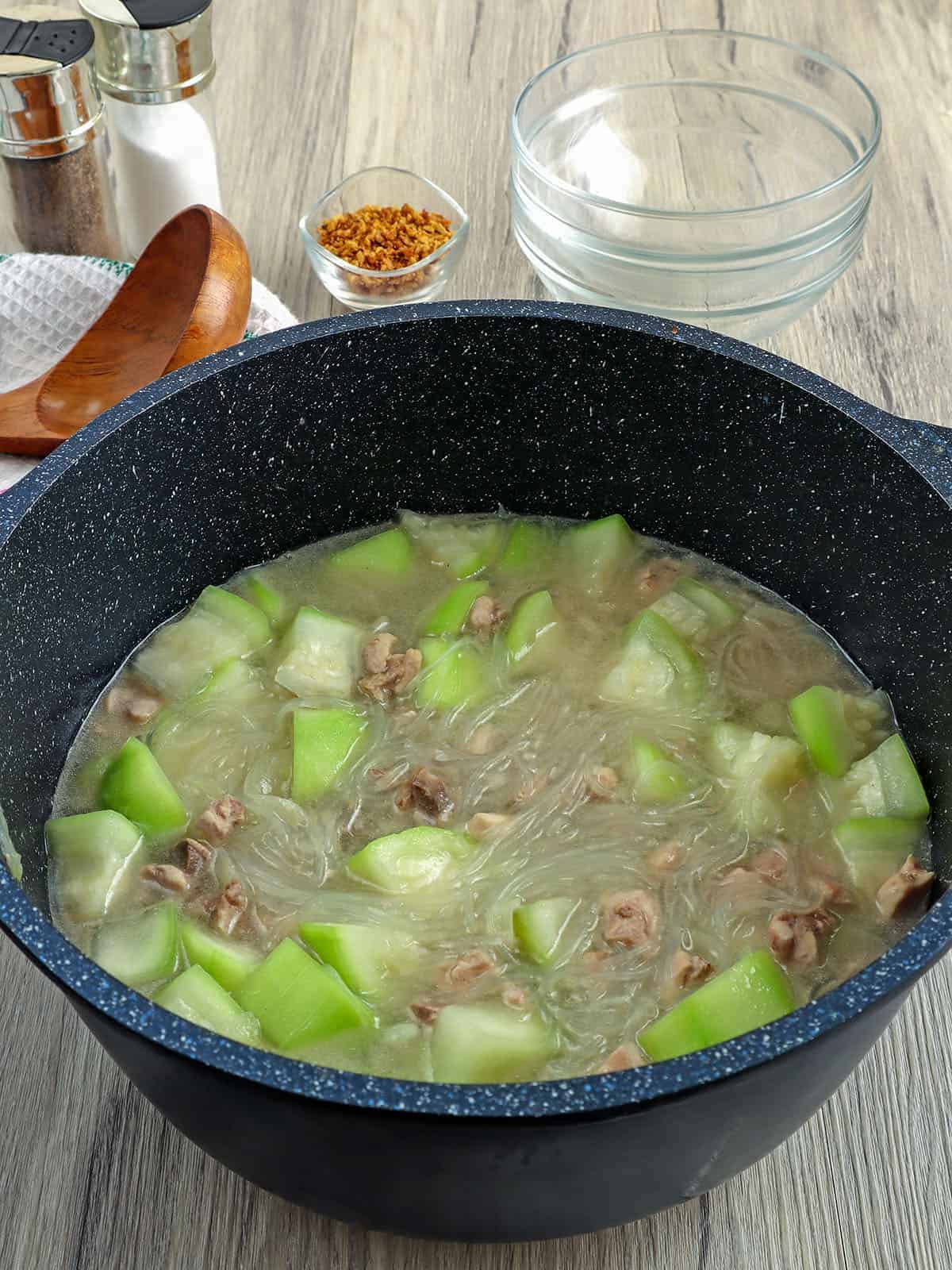 Sotanghon at Upo Soup cooked in a pot