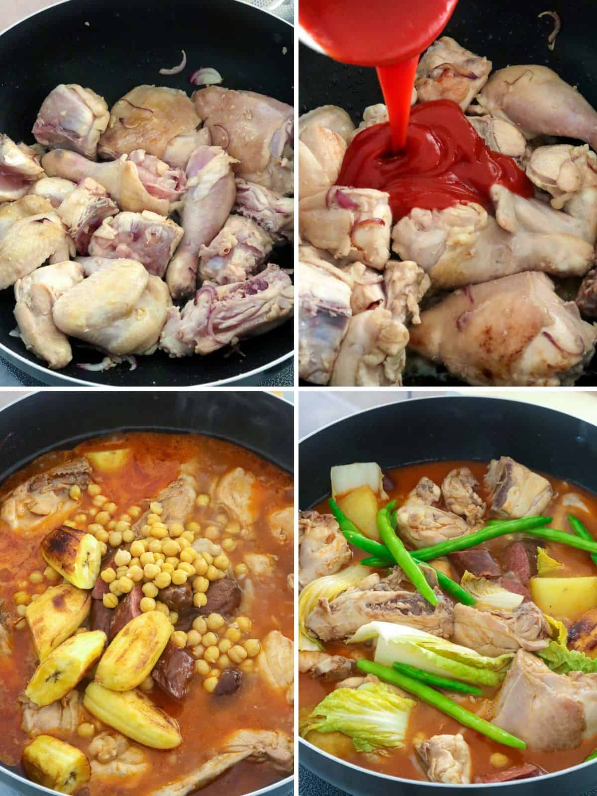 cooking pocherong manok in a pot