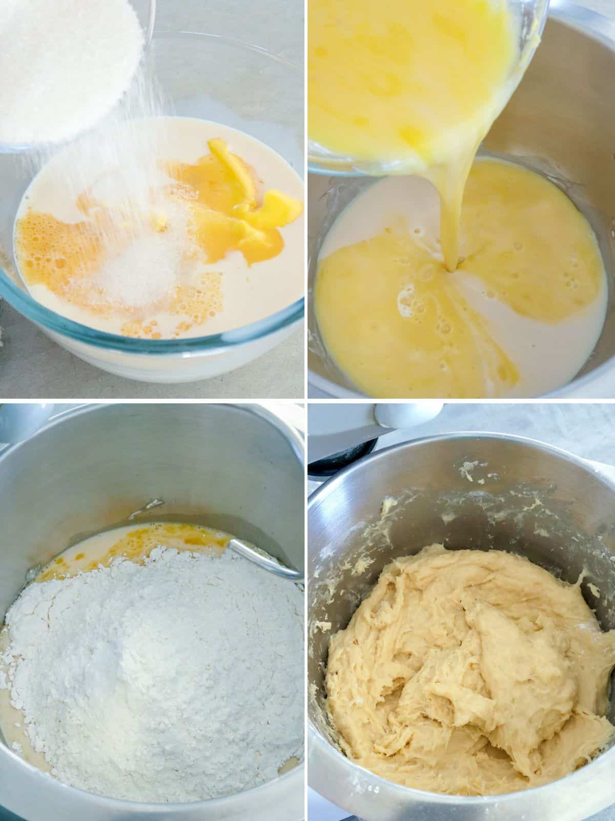 making pandesal dough in a mixer bowl