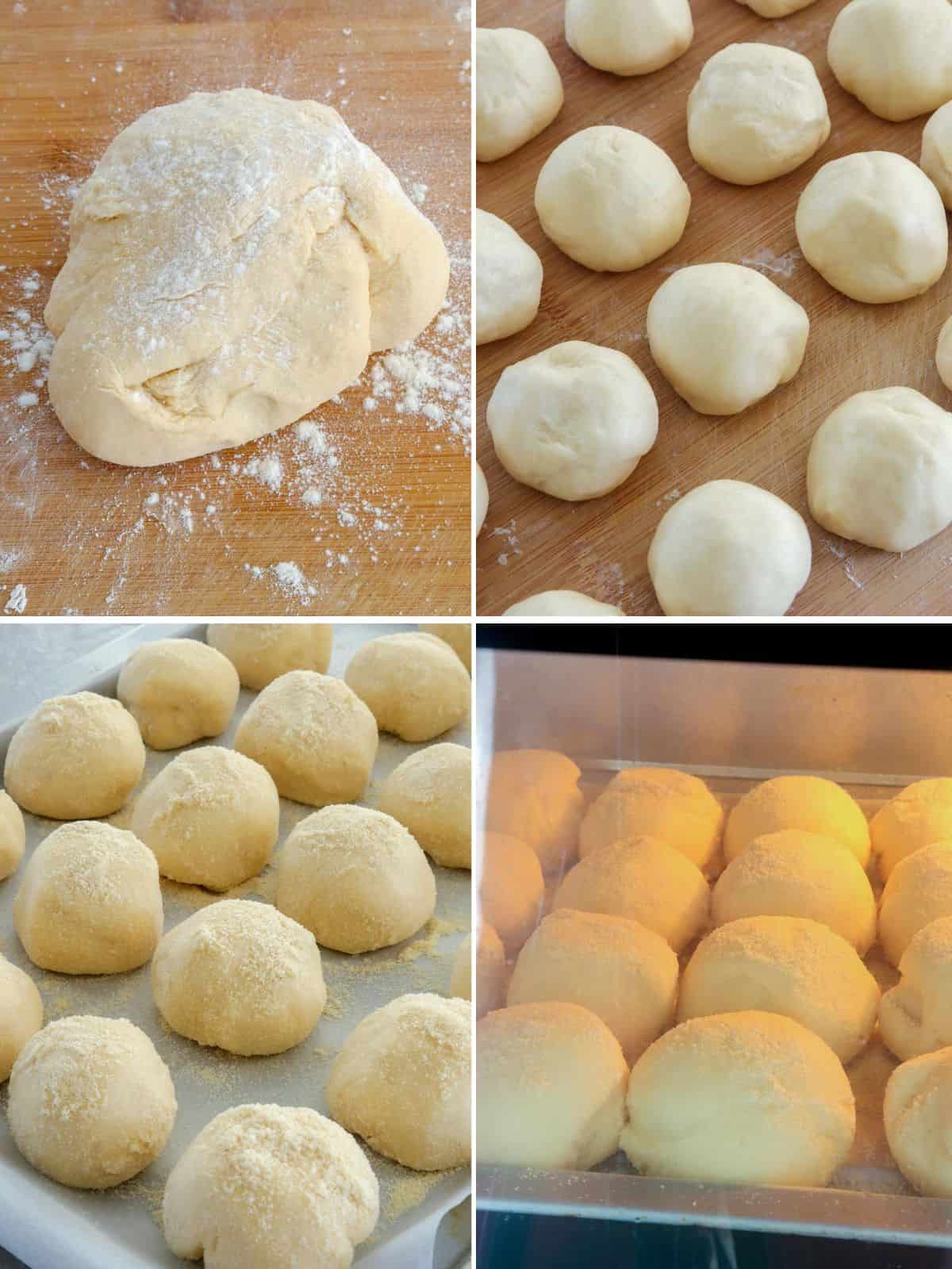 shaping and baking pandesal rolls