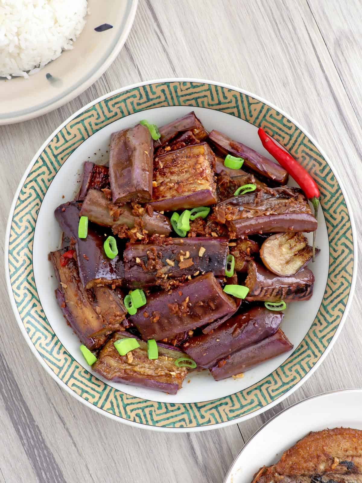 eggplant adobo in a serving bowl