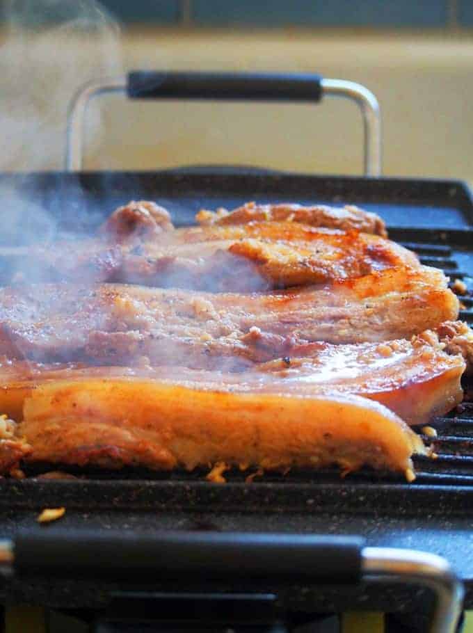 grilling pork belly
