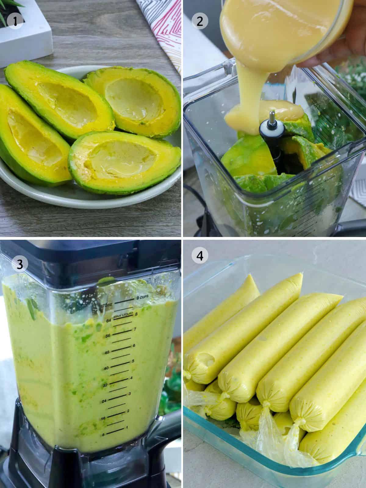 making avocado ice candy.