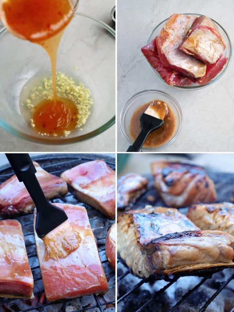 making grilled tuna belly
