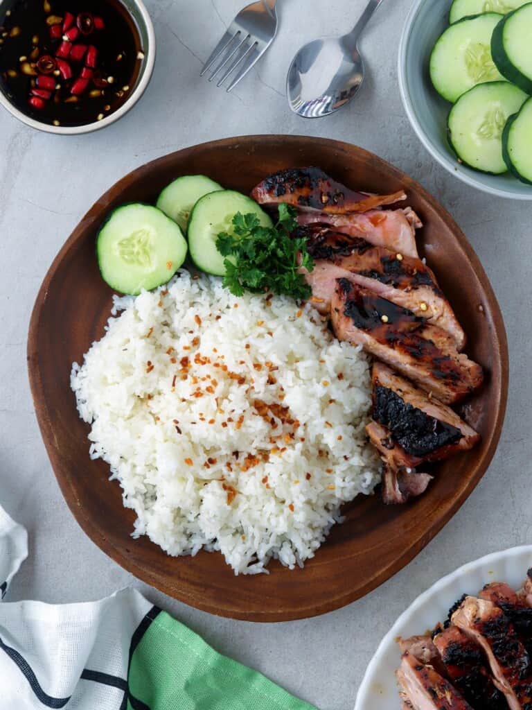 inihaw na tiyan ng tuna on a plate with steamed rice