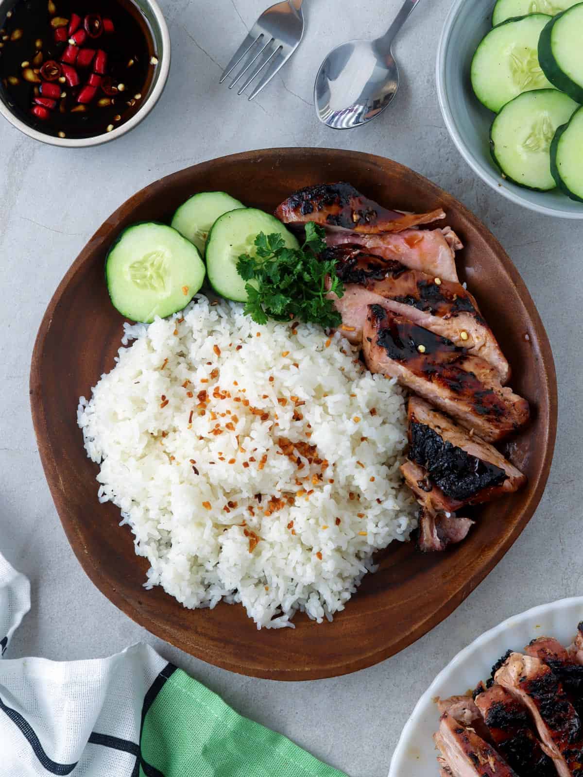 inihaw na tiyan ng tuna on a plate with steamed rice