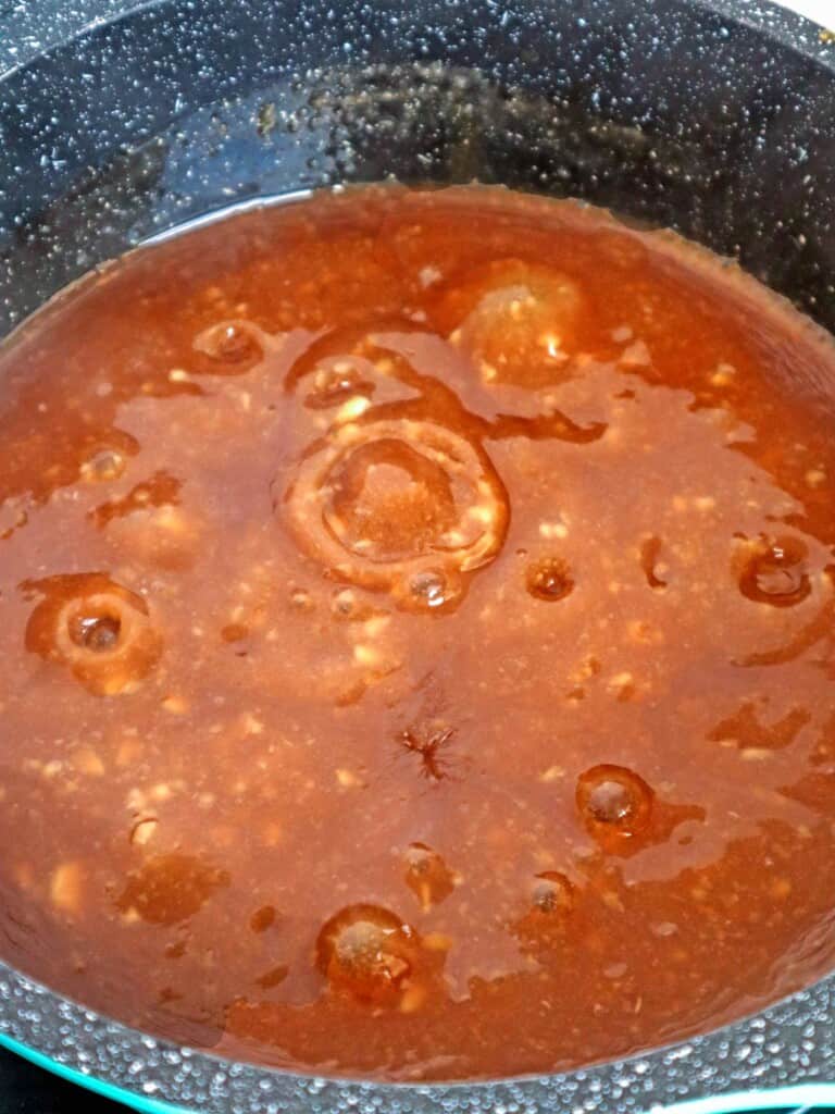 lumpia sauce in a pan