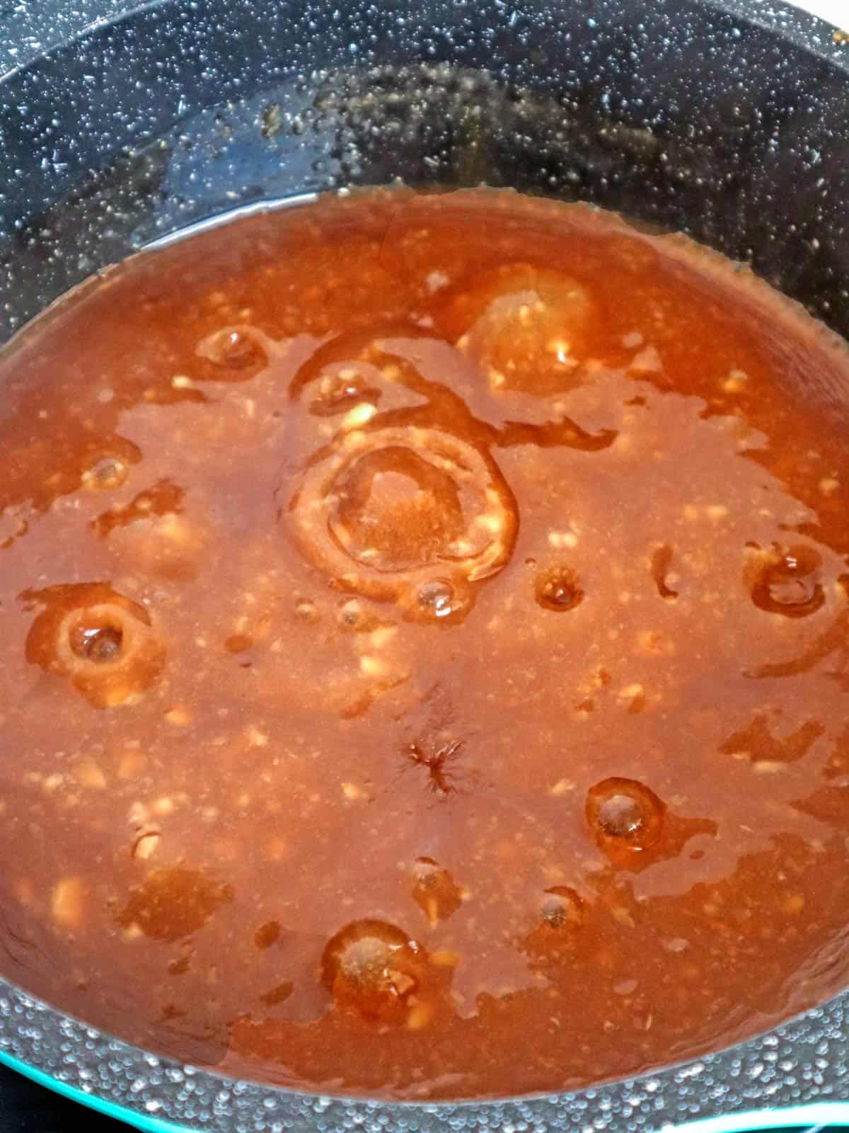 lumpia sauce in a pan