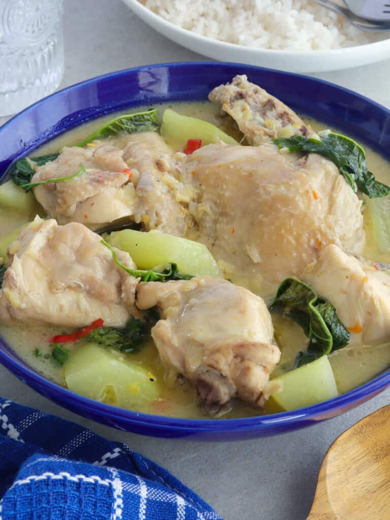 Chicken Halang-Halang in a blue bowl.