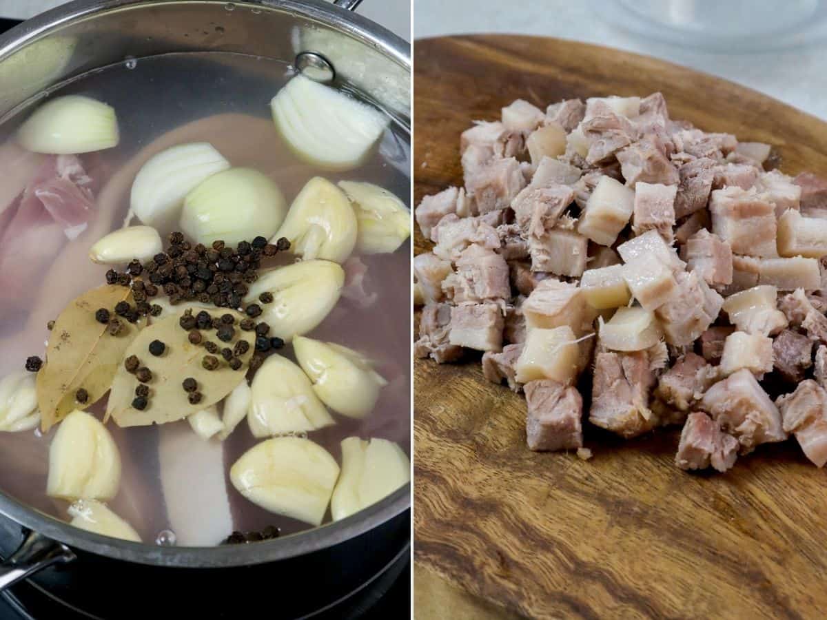 boiled and diced pork face