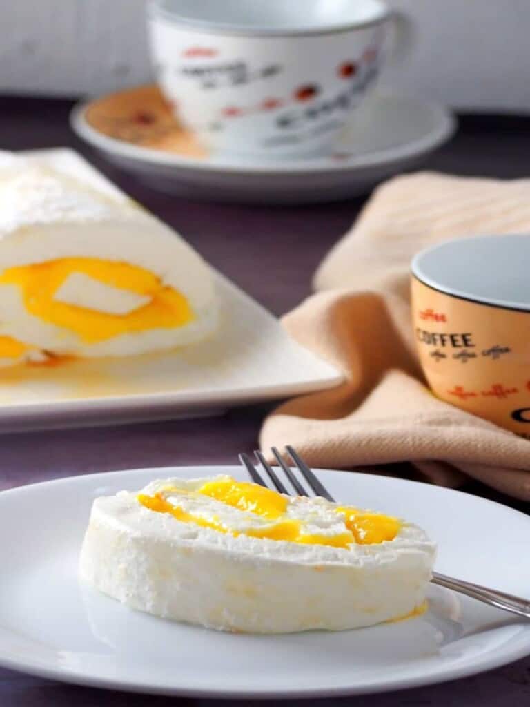 slice of brazo de mercedes on a white plate