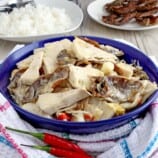 Ginataang Langka with Danggit in a bowl serving bowl