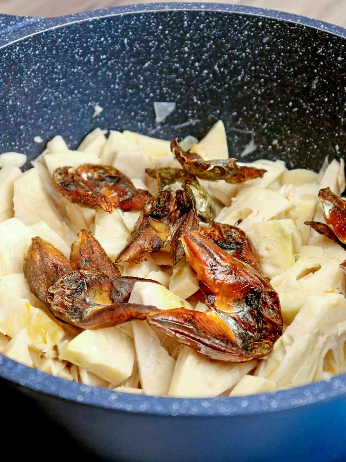 Ginataang Langka with Dilis in a pan