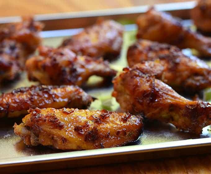 These oven baked honey chicken wings are coated in a sticky sweet sauce. 