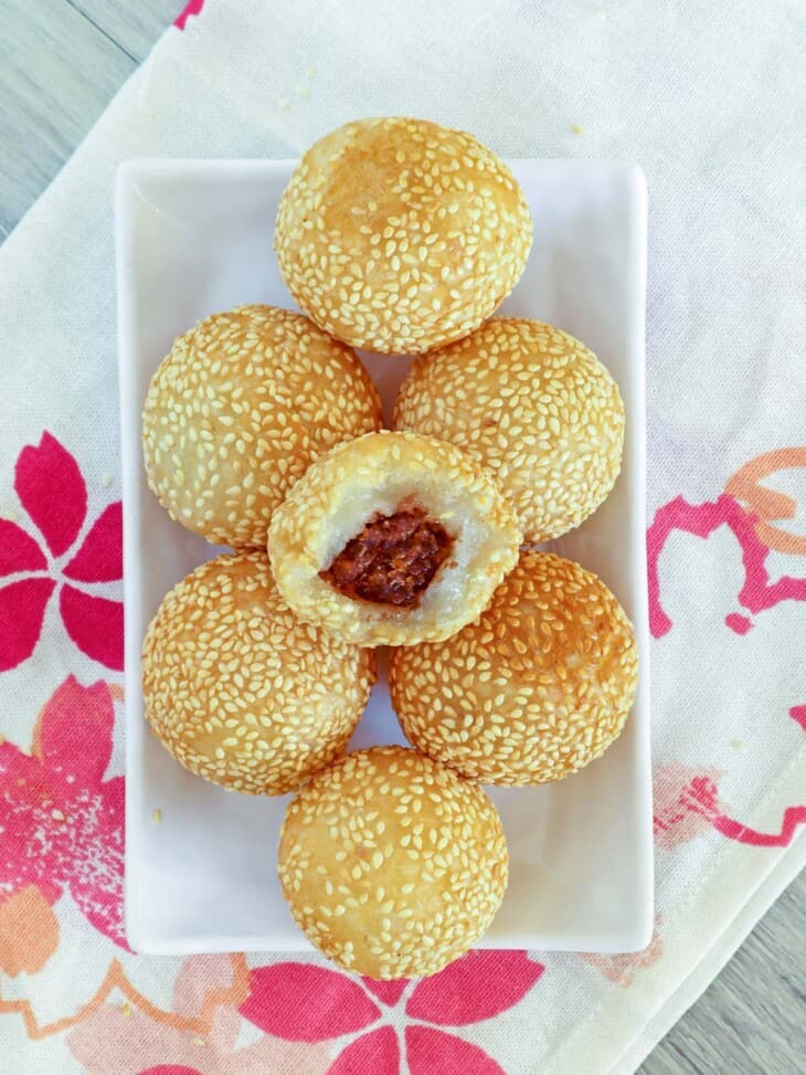 Buchi with Red Bean Filling (Sesame Balls) Kawaling PInoy