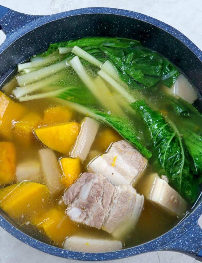 pork nilaga in a casserole pot