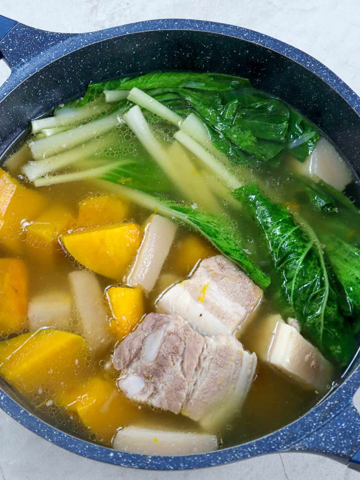 pork nilaga in a casserole pot