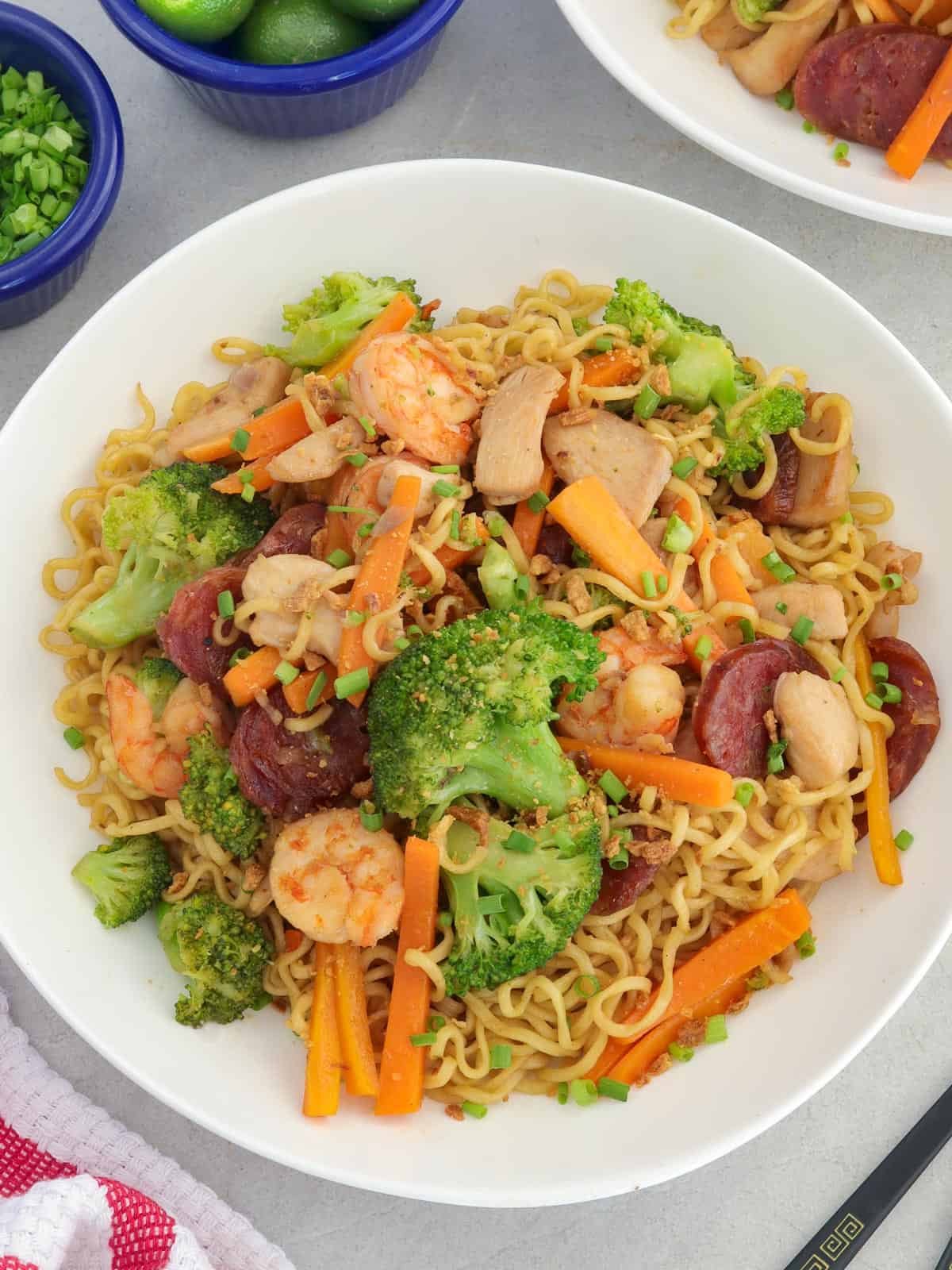 Mock Pancit Canton Stir-Fry on a white plate