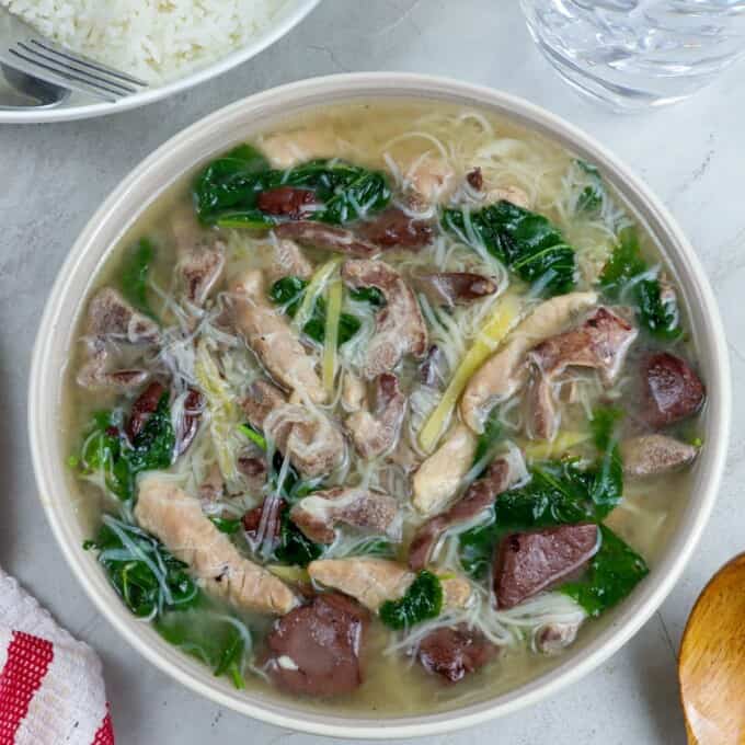 Batchoy Tagalog in a white bowl