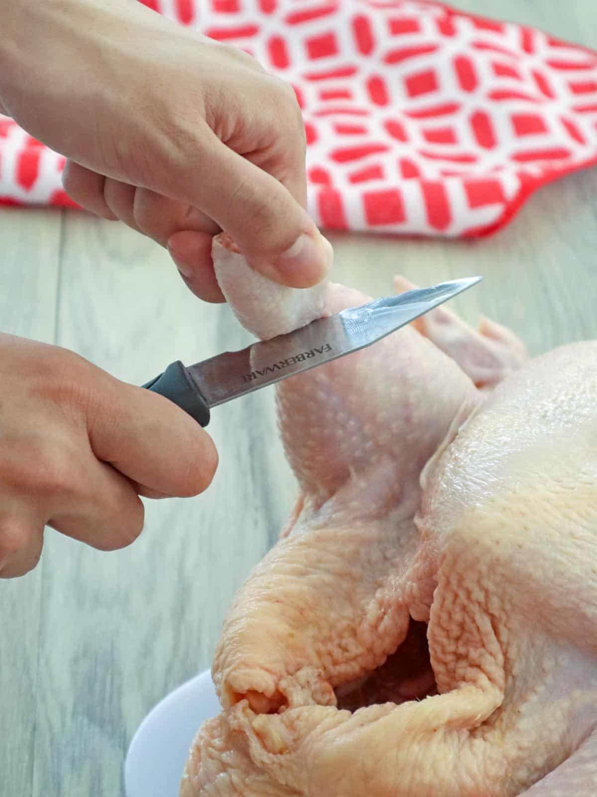 deboning chicken with a knife