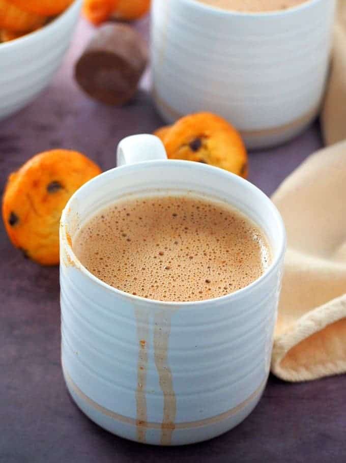 hot chocolate in a white cup