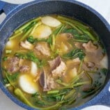 beef sinigang in a pot.