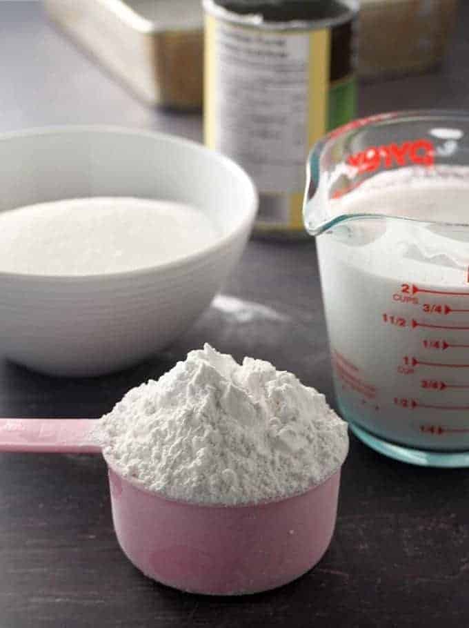 rice flour, sugar, and coconut milk to make espasol