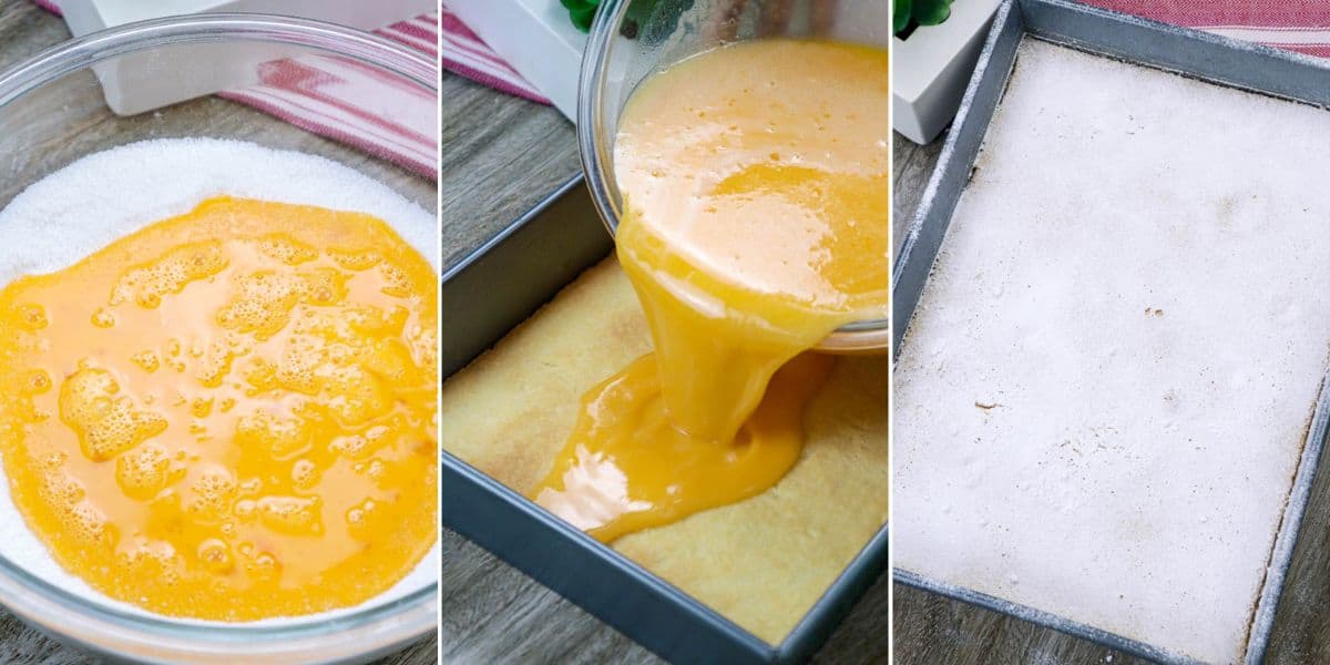 making Calamansi Bars in a rectangular pan.