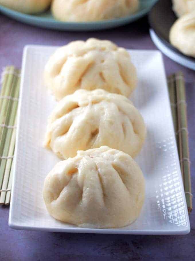 Siopao Asado on a white serving platter