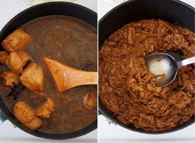 pork asado cooked in a pan