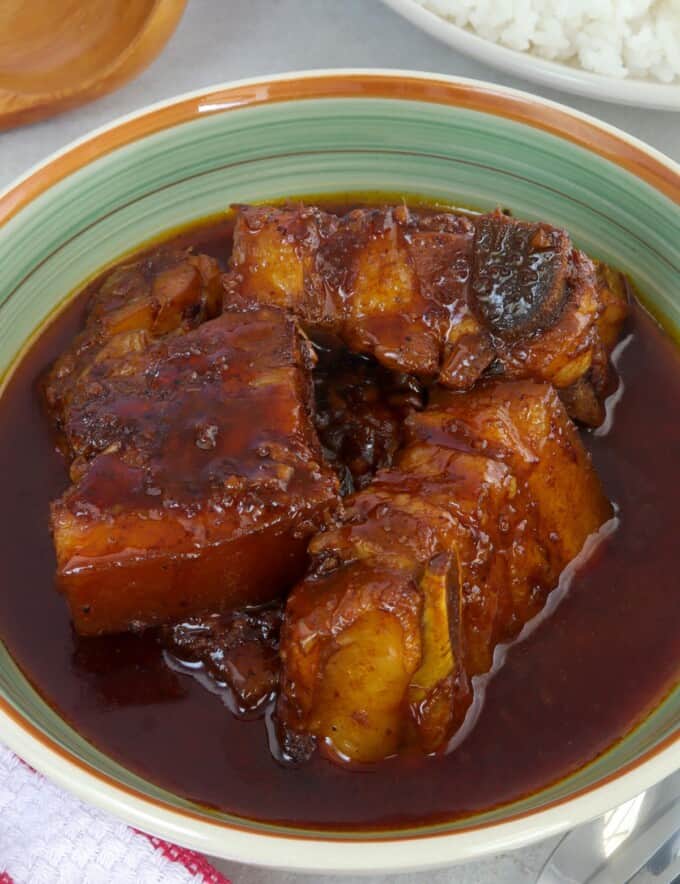 adobong pula in a serving bowl