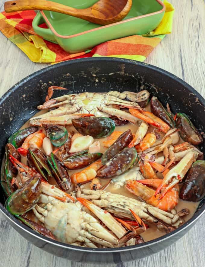 Ginataang Seafood in a wide pan