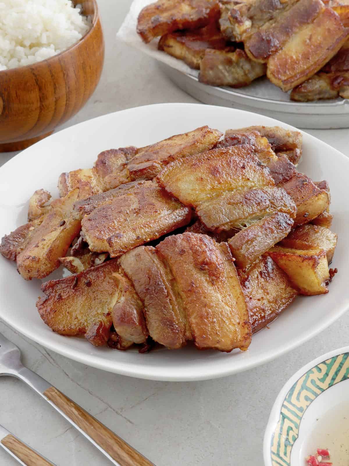 fried pork on a serving plate