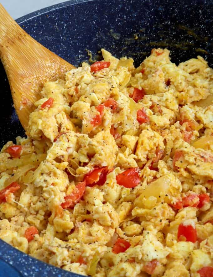 Filipino Scrambled Eggs in a pan