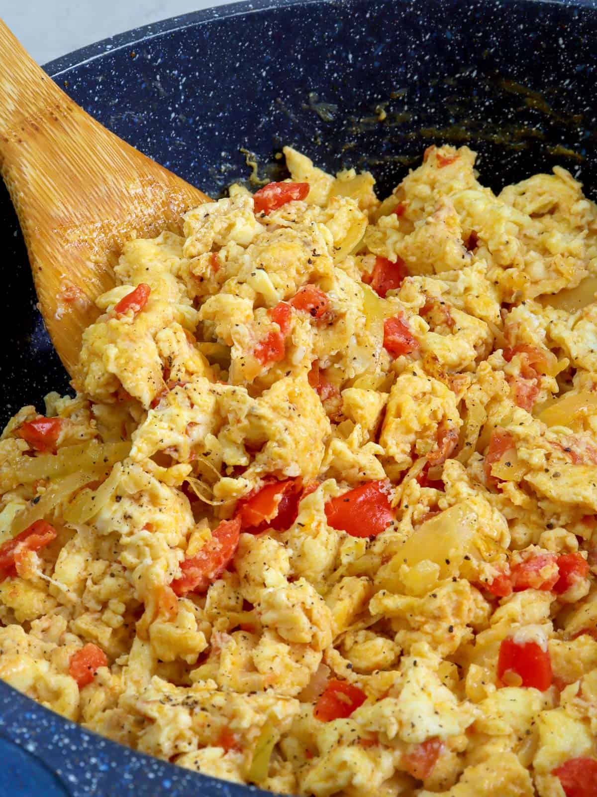 Filipino Scrambled Eggs in a pan