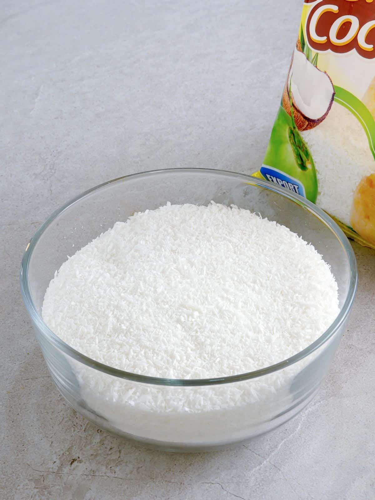 shredded coconut in a bowl