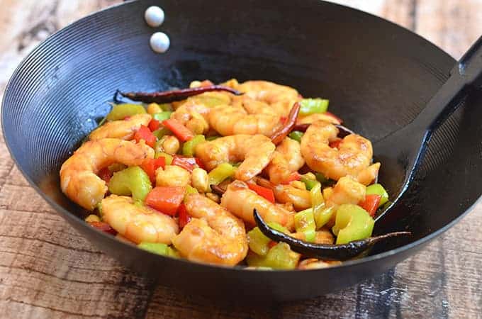 This Kung Pao Shrimp has lots of crunch from the veggies!