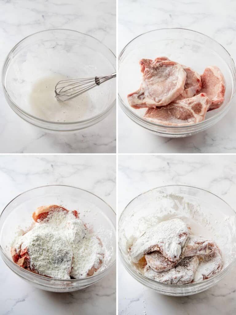 velveting pork chops in egg whites and corn starch