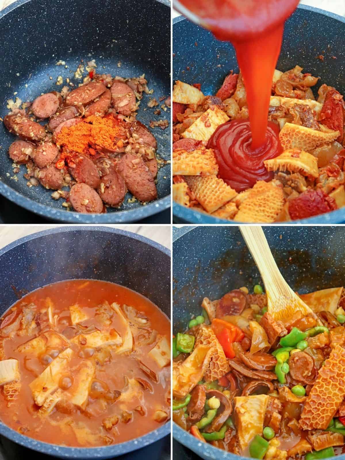 cooking callos in a pot